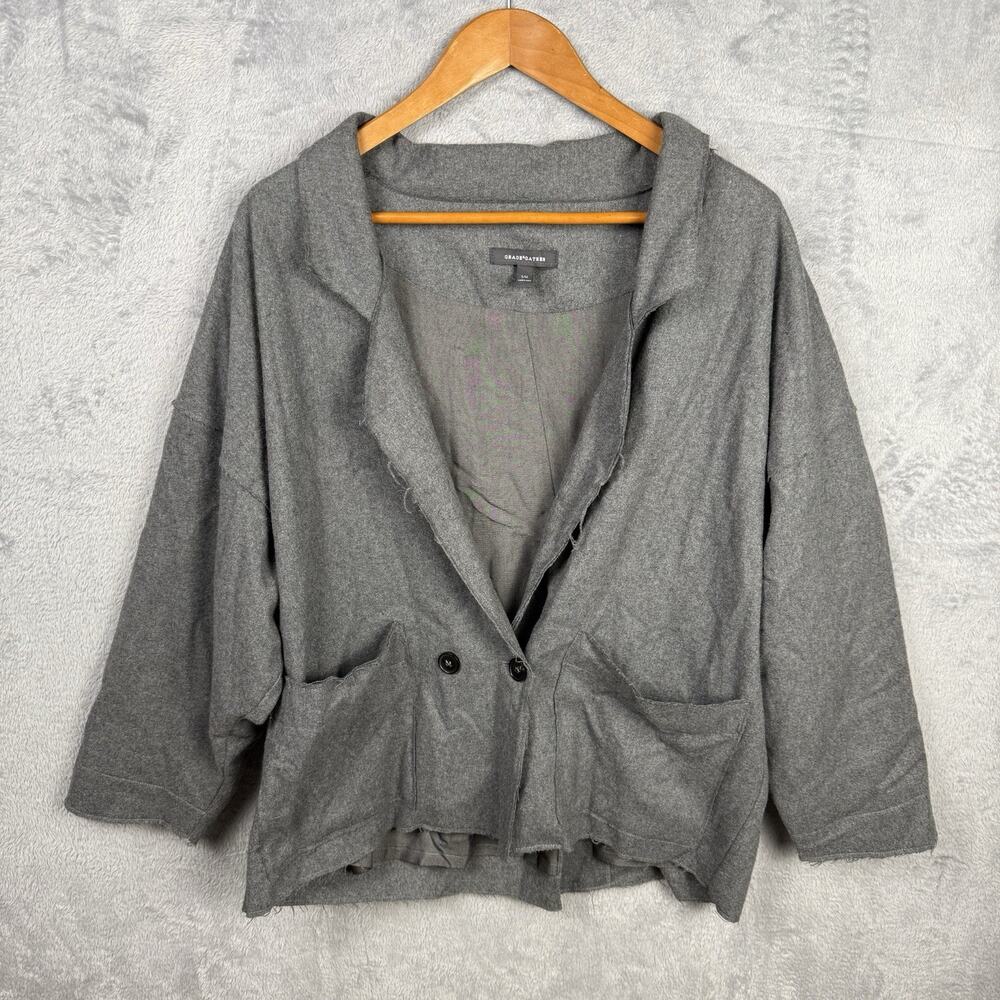Grade & Gather Womens Blazer Jacket Size S/M Gray Wool Blend Lagenlook‎ Preppy
